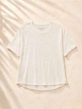 Eileen Fisher 100% Organic Linen Cream Tee Small